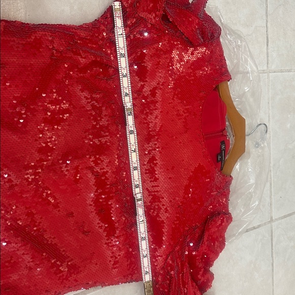 INC International Concepts Women's Vibrant Red Sequin Blouse - Picture 10 of 11